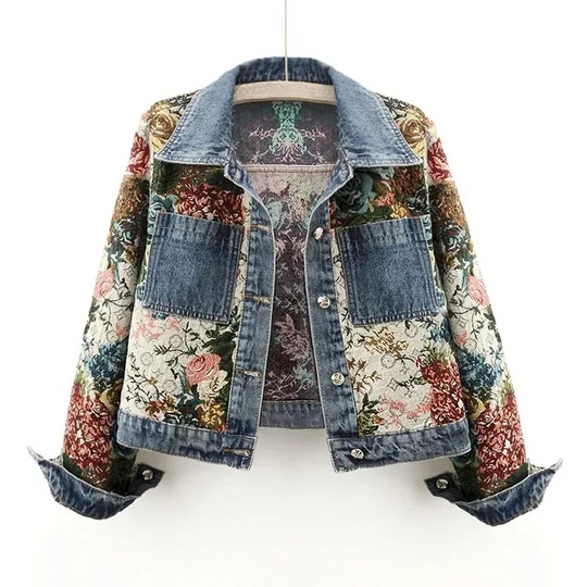 Heidi-Mode | Geblümte Denim Jacke
