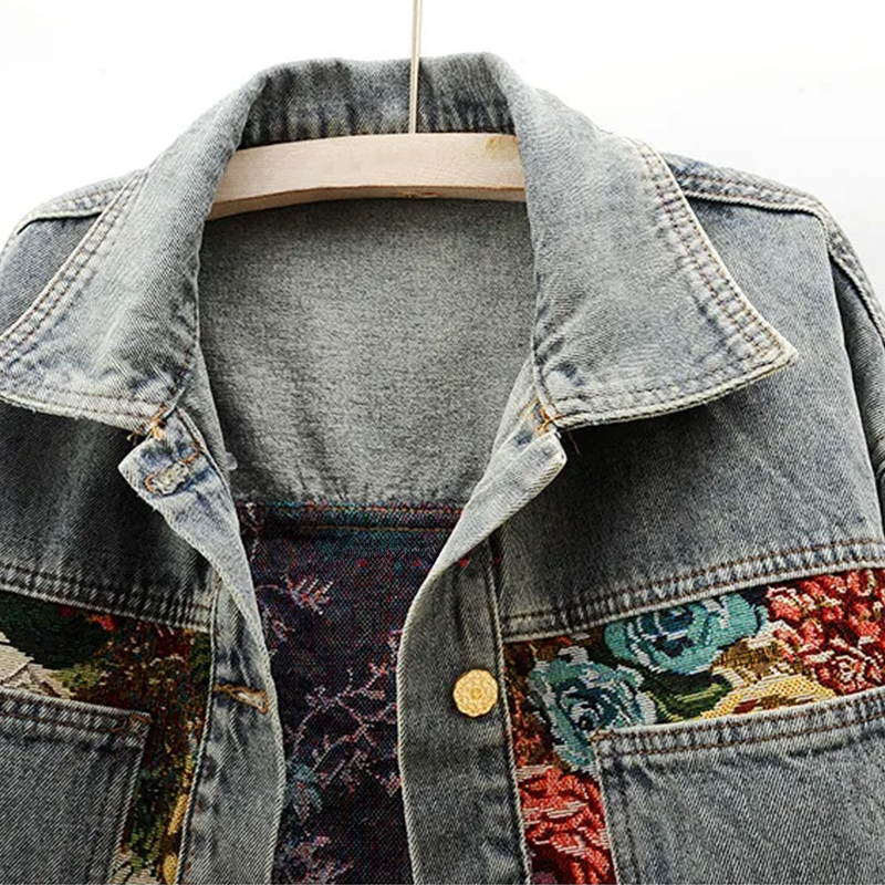 Heidi-Mode | Geblümte Denim Jacke
