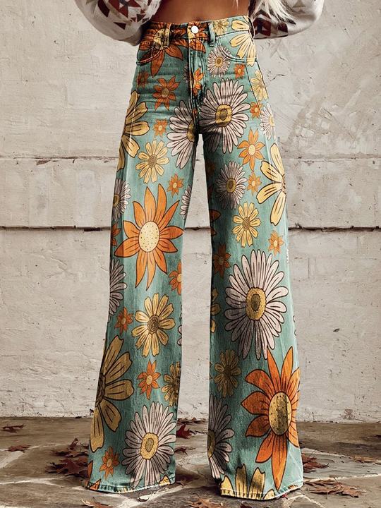 Heidi-Mode | Floral Wide-Leg Jeans