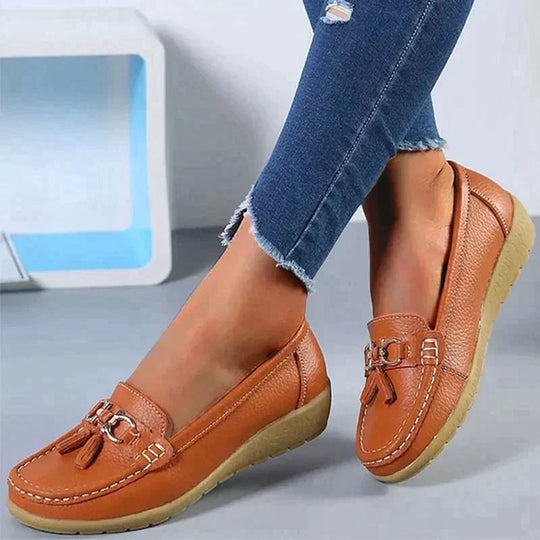 Heidi-Mode | Flache Leder Wanderschuhe Zum Hineinschlüpfen