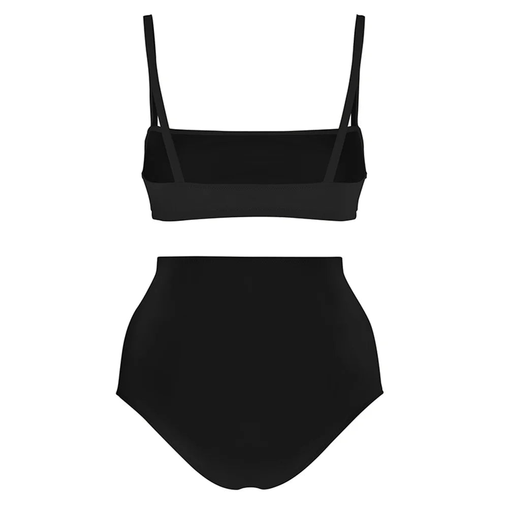 Heidi-Mode | Weiß Einfach Druck Mode Bikini Badeanzug Zu Teilen Tankini Frauen Urlaub Strandkleid Patchwork Frauen Schnur Badeanzug