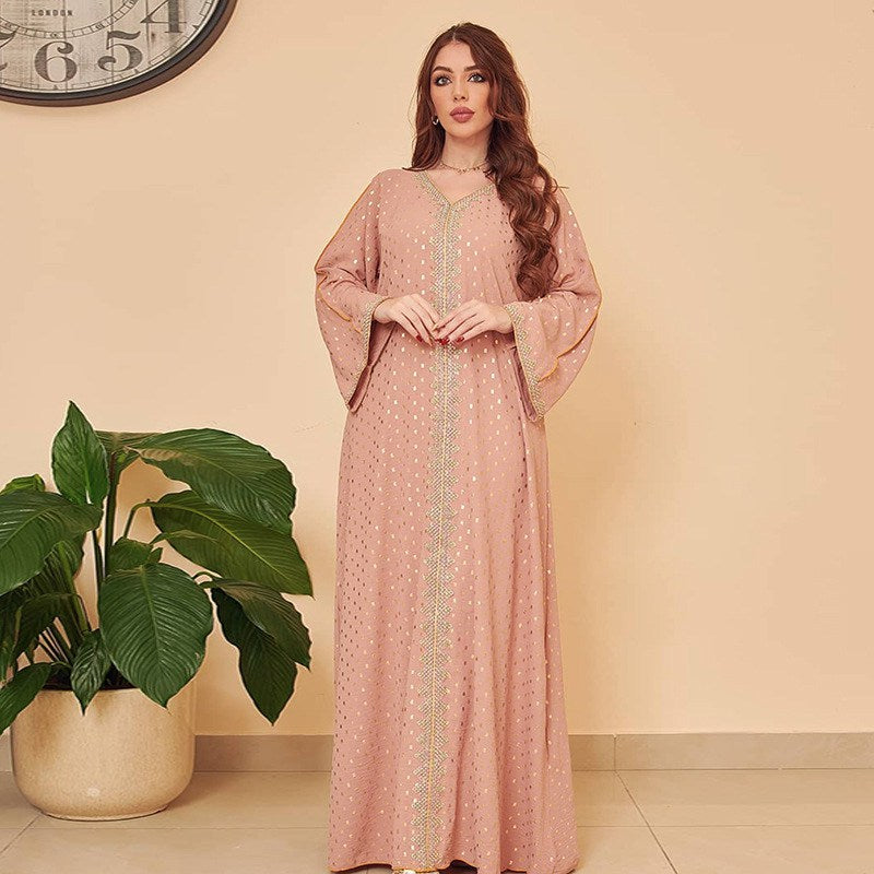 Heidi-Mode | Eid Kleid 11 Farboptionen Mittlerer Osten Türkisch Marokkanisch Frauen Bronze Luxus Kaftan Kaftan Kleid