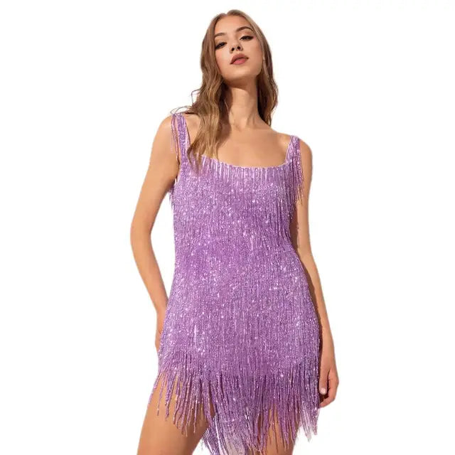 Paillettenkleid mit Fransen für Partys