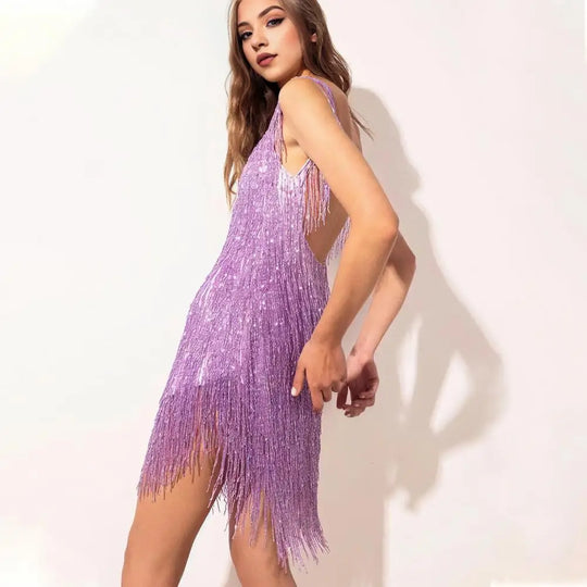 Paillettenkleid mit Fransen für Partys