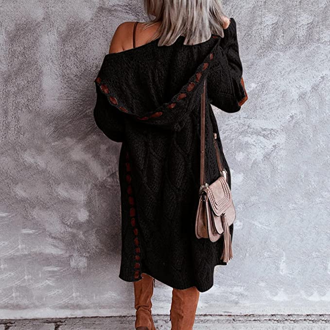 Heidi-Mode | Langer Elegant Bequemer Cardigan mit Kapuze