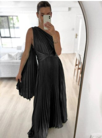 Heidi-Mode | Ein Langarm Falten Backless Maxi Kleid