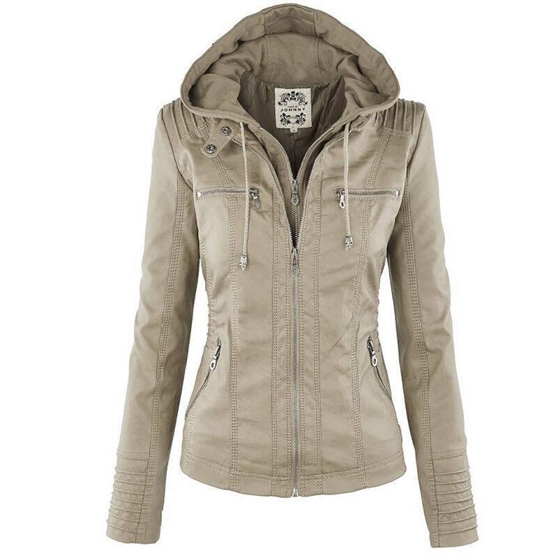 Heidi-Mode | Stilvolle Gothic Kunstleder Motorradjacke Mit Kapuze