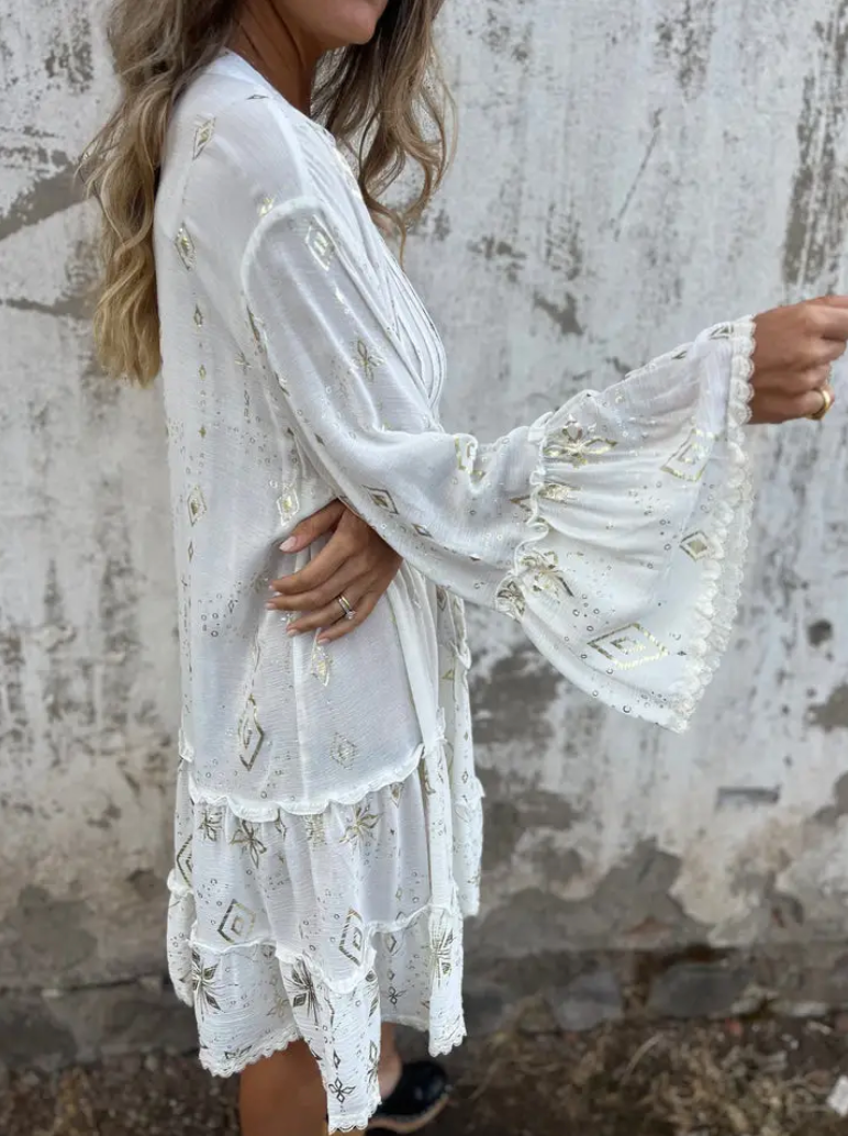 Heidi-Mode | Boho Metallic Hemdkleid