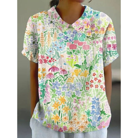 bluse aus Baumwolle mit pastoralem Blumenmuster