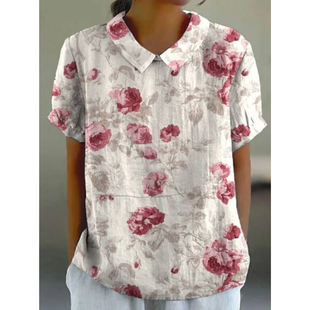 bluse aus Baumwolle mit pastoralem Blumenmuster
