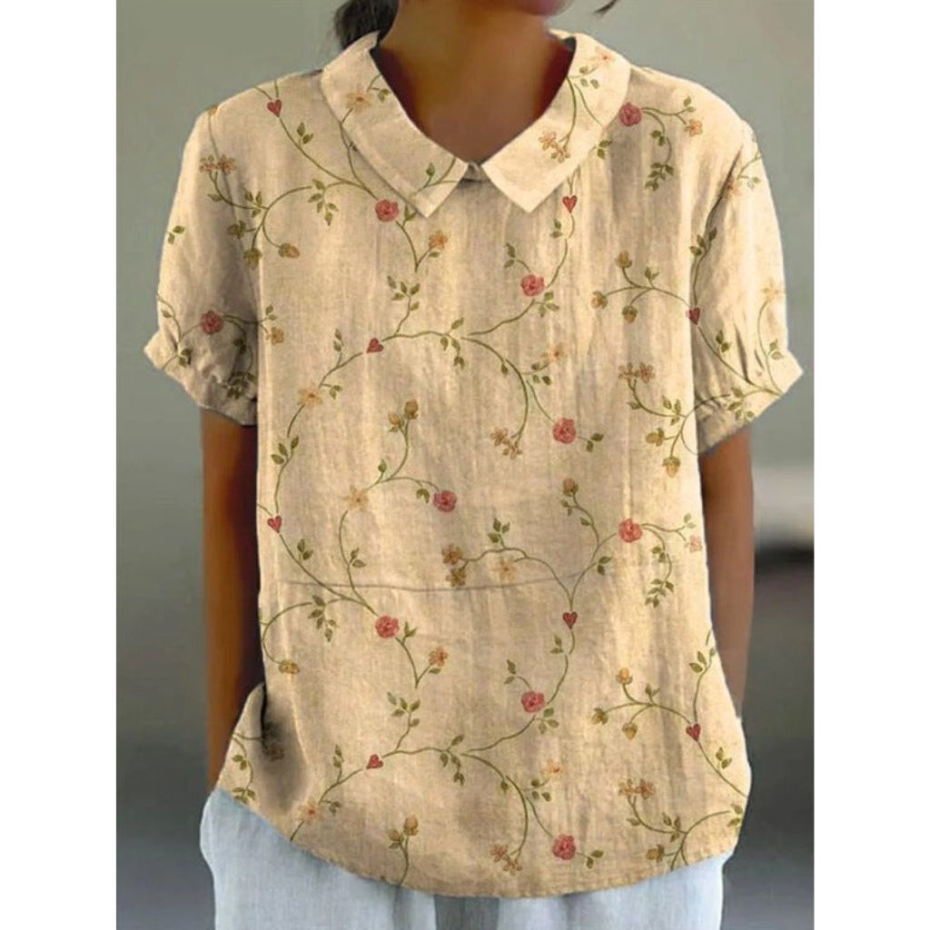 bluse aus Baumwolle mit pastoralem Blumenmuster