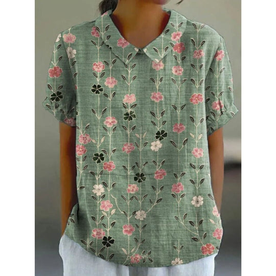 bluse aus Baumwolle mit pastoralem Blumenmuster
