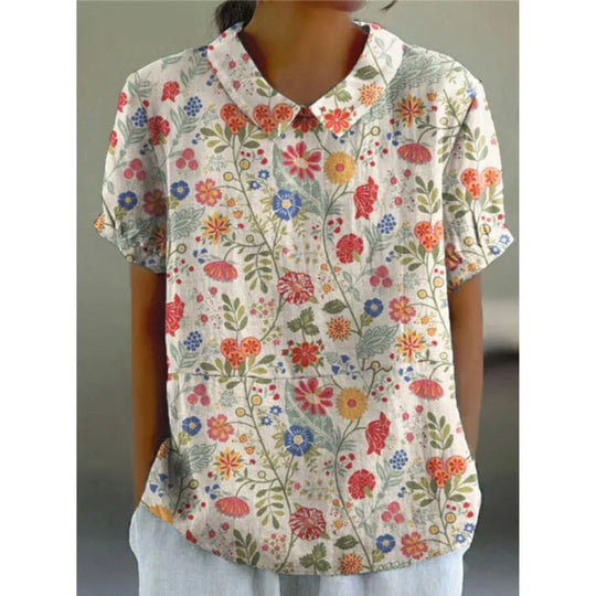 bluse aus Baumwolle mit pastoralem Blumenmuster