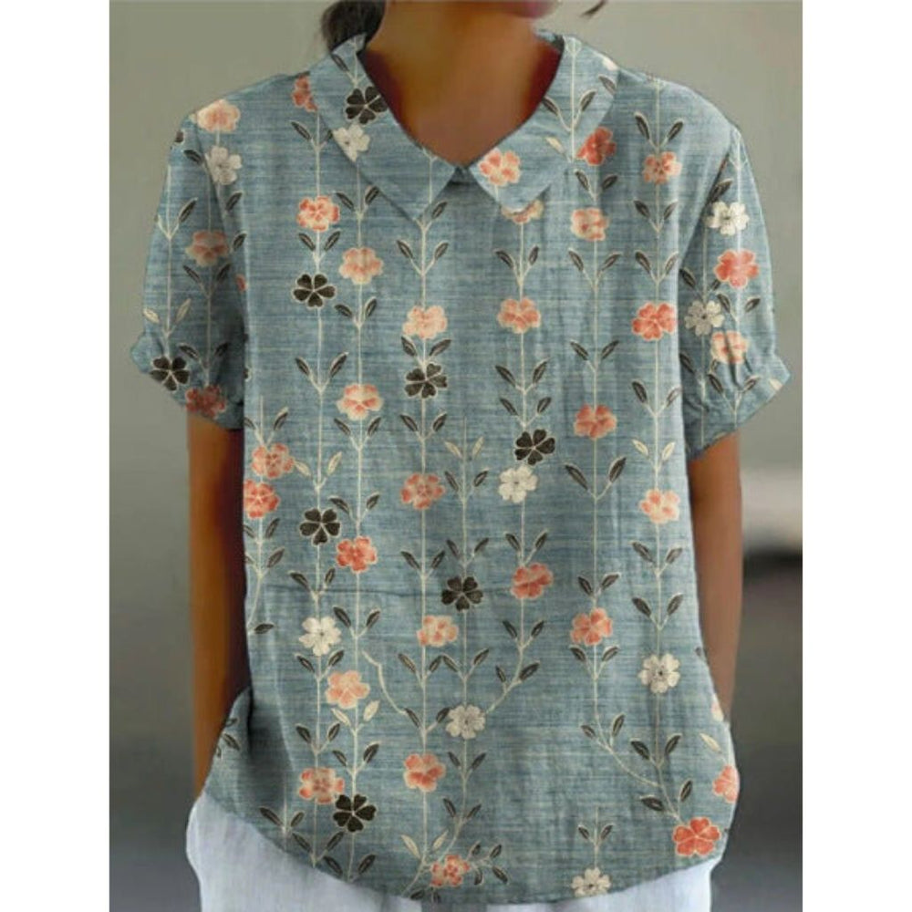 bluse aus Baumwolle mit pastoralem Blumenmuster