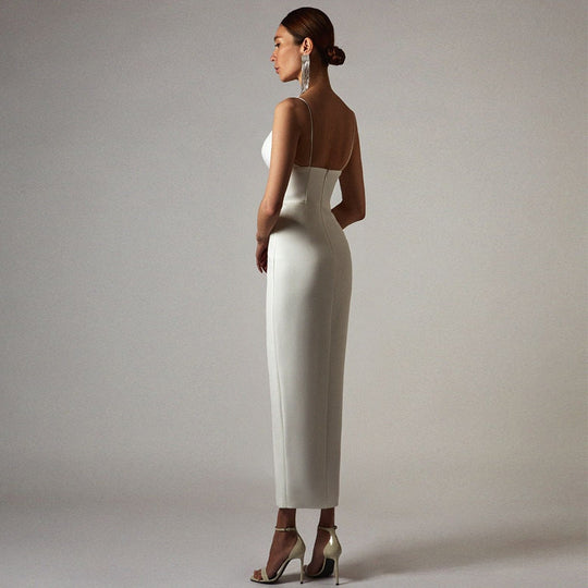 Heidi-Mode | V-Ausschnitt Spaghetti Träger Bodycon Bandage Maxi Kleider