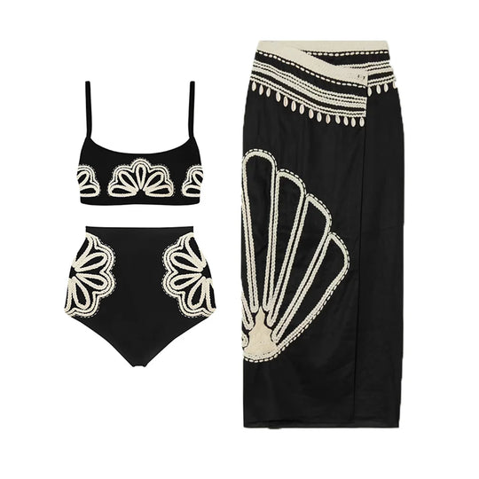 Heidi-Mode | Weiß Einfach Druck Mode Bikini Badeanzug Zu Teilen Tankini Frauen Urlaub Strandkleid Patchwork Frauen Schnur Badeanzug
