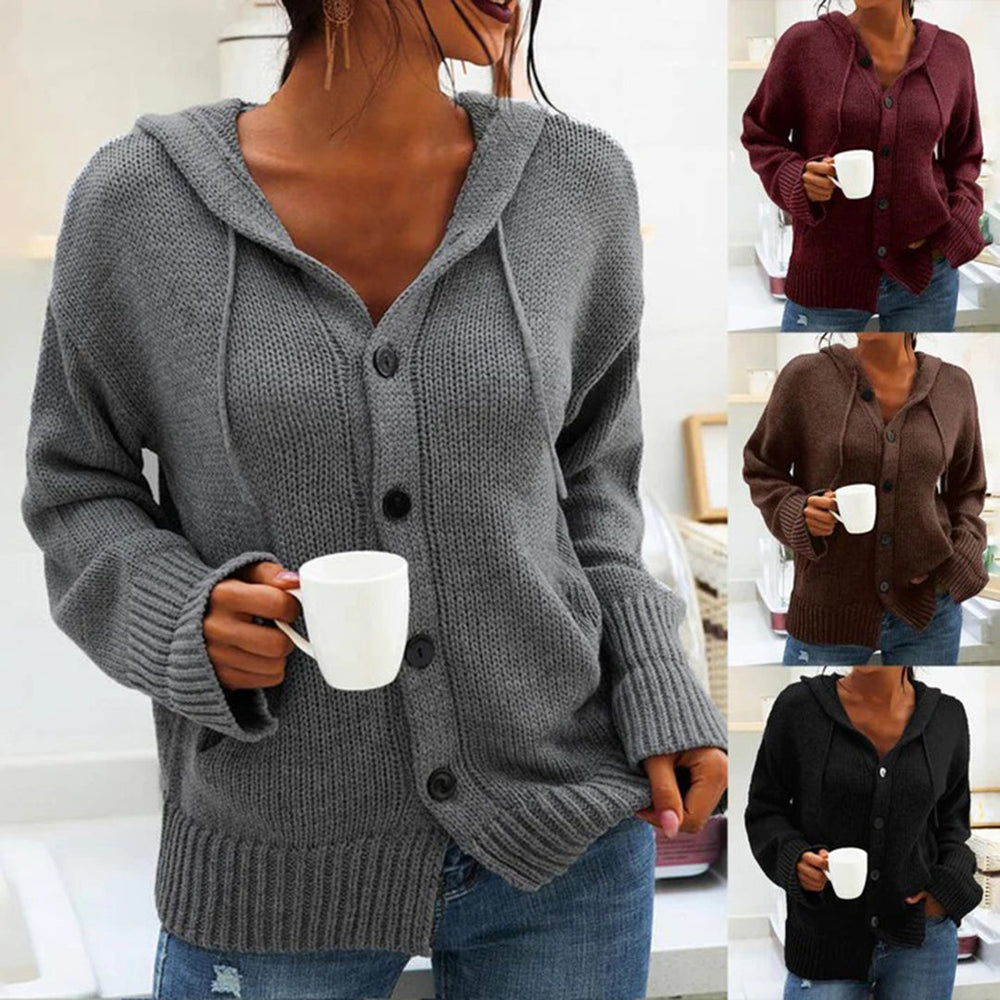 Heidi-Mode | Strickjacke mit Kapuze und Kordelzug
