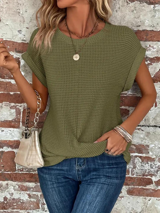 Heidi-Mode | Lässiges Gestricktes T-Shirt mit Struktur für Damen