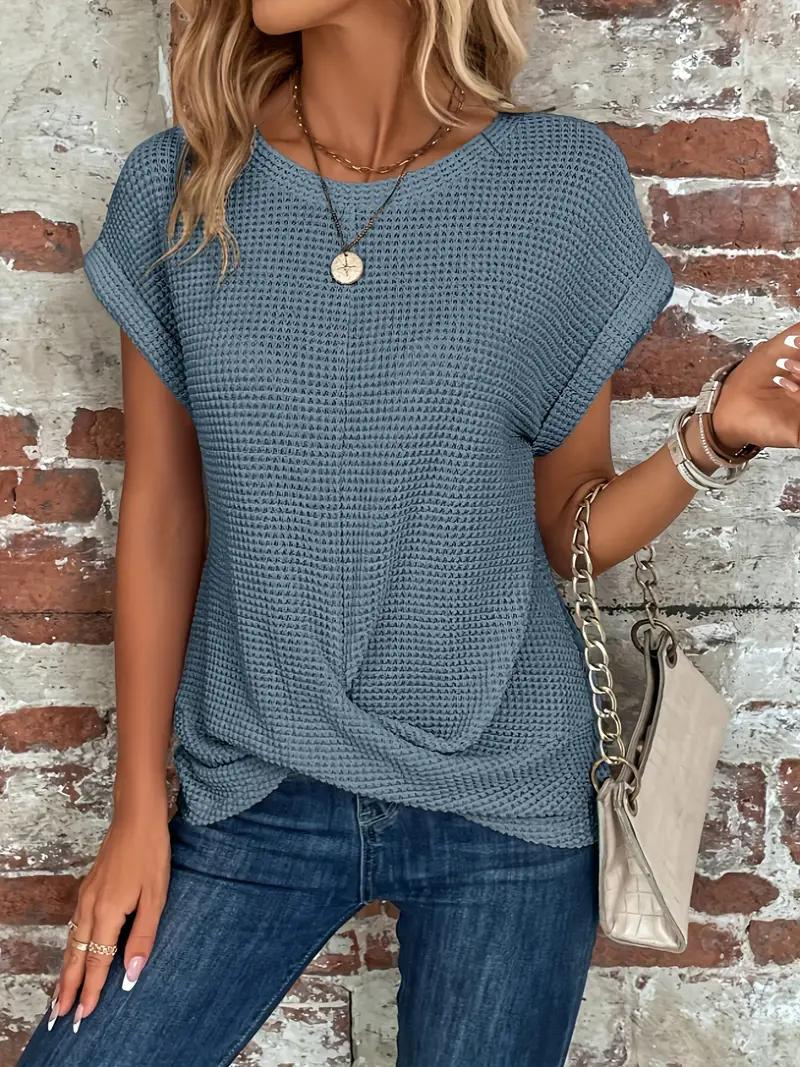 Heidi-Mode | Lässiges Gestricktes T-Shirt mit Struktur für Damen