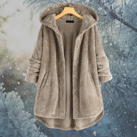 Elegante fleecegefütterte Jacke mit Kapuze
