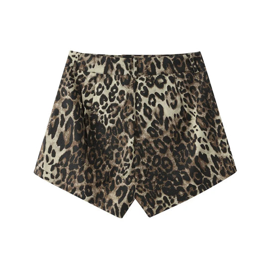 Heidi - Denim Leopard Shorts