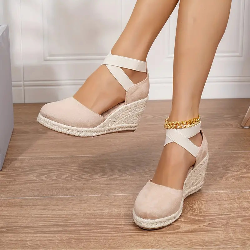 Heidi-Mode | Plattform Espadrille mit Elastik und Bedeckten Zehen