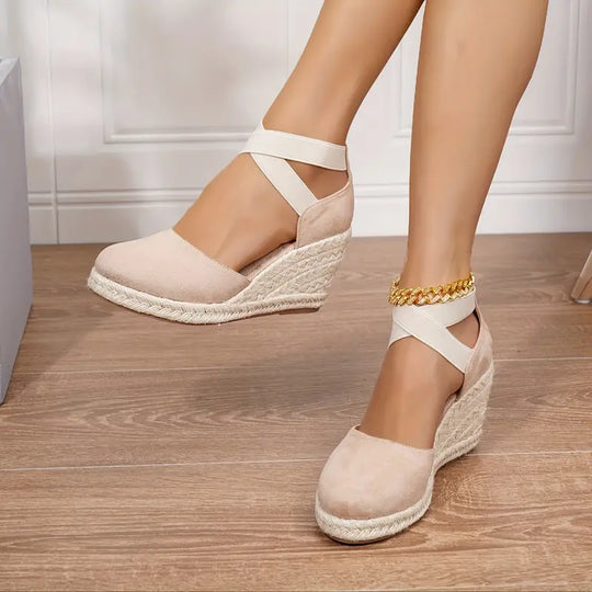 Heidi-Mode | Plattform Espadrille mit Elastik und Bedeckten Zehen