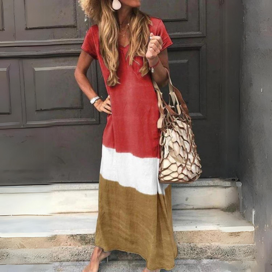 Heidi-Mode | Mosaik Kleid mit Kurzen Ärmeln
