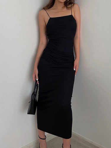 Schwarzes Abend-Midikleid