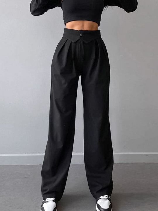 Heidi-Mode | Elegante Straight Leg Dress Pants mit Faltbund