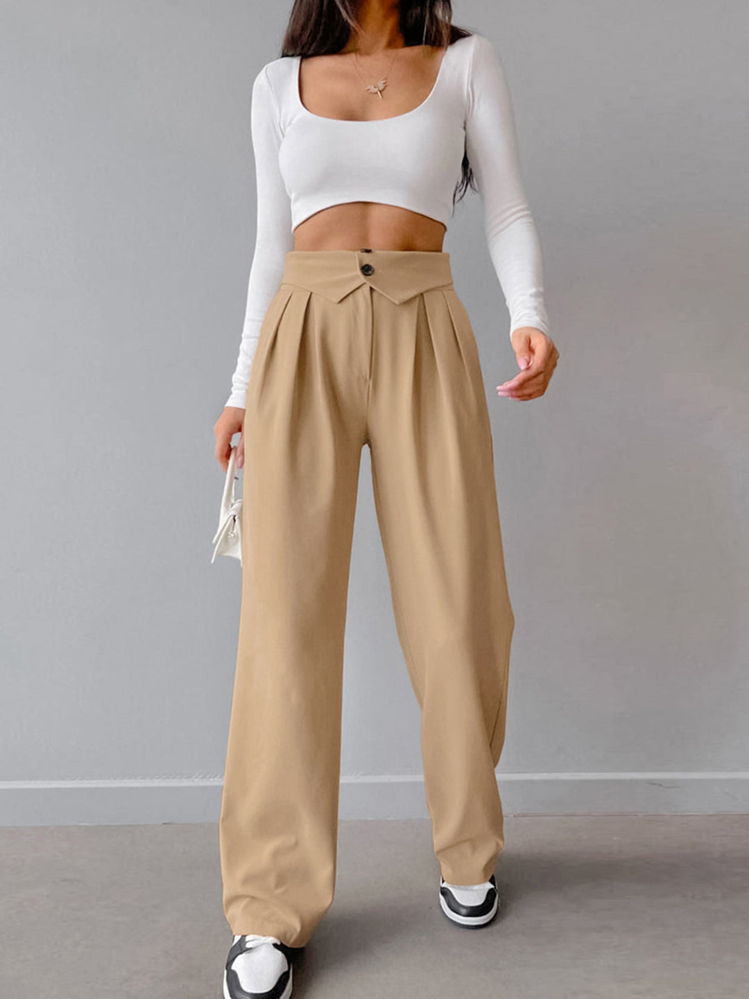 Heidi-Mode | Elegante Straight Leg Dress Pants mit Faltbund