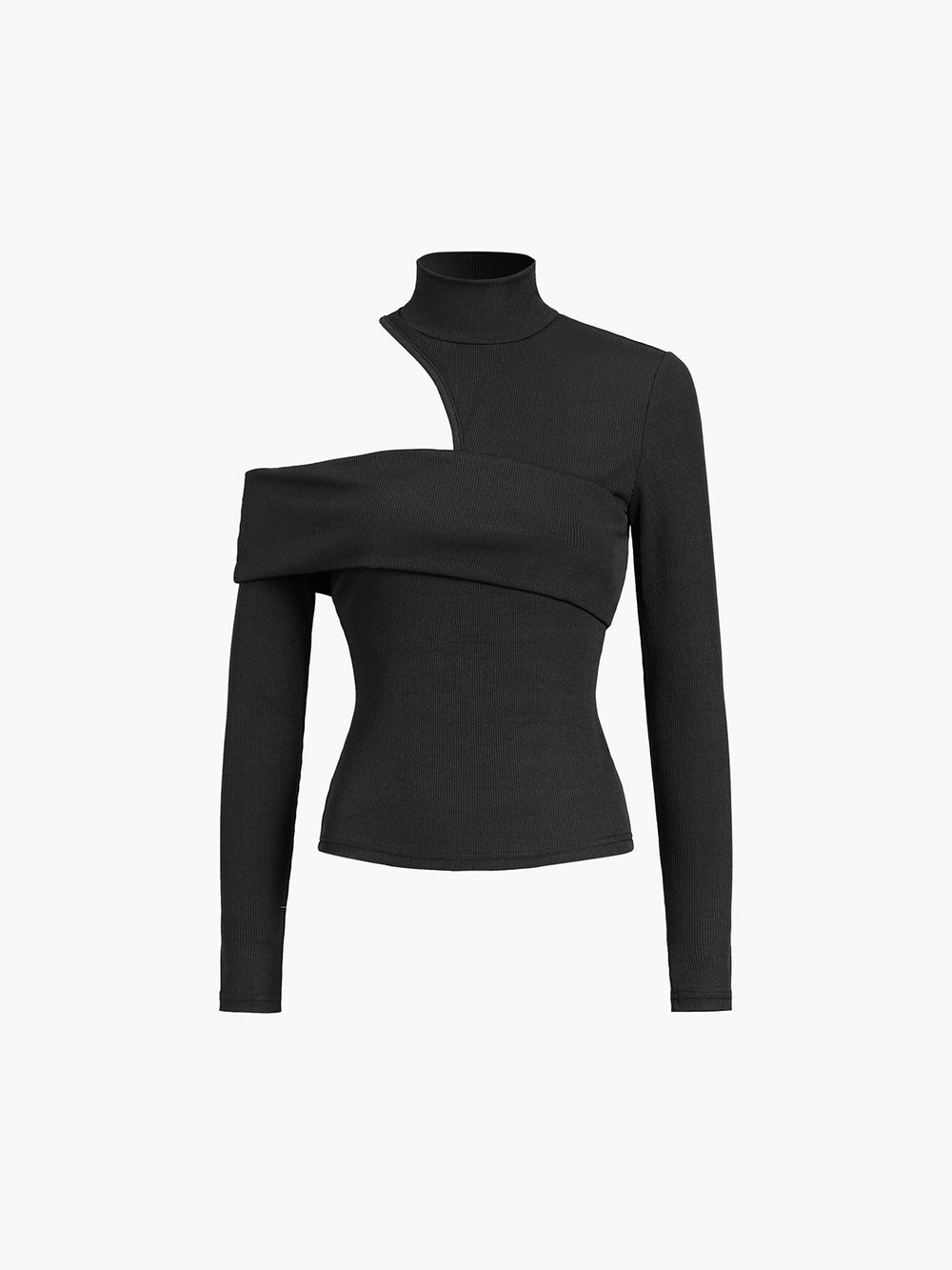 Heidi-Mode | Cutout Rib Langarm Damen Oberteil