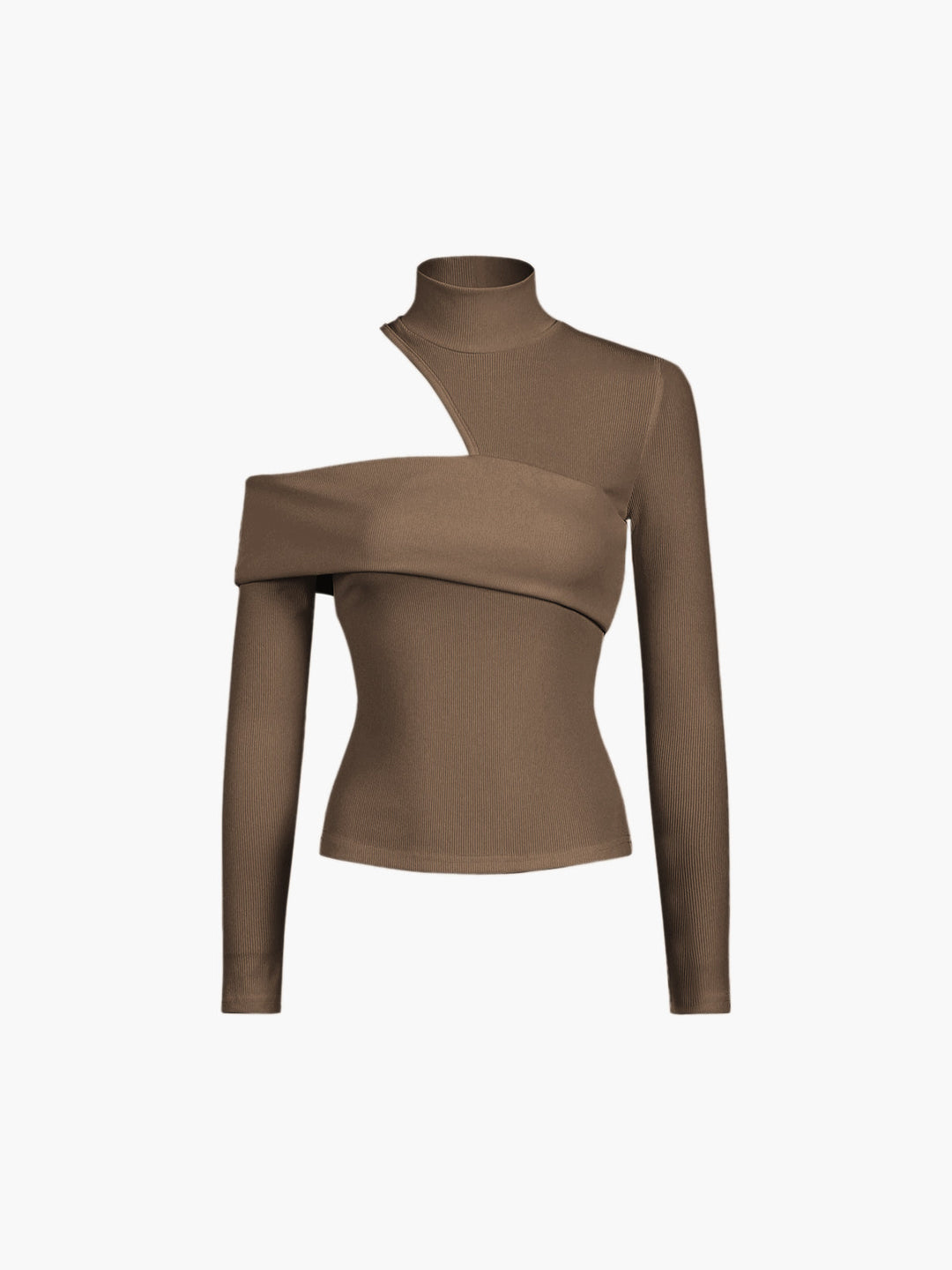 Heidi-Mode | Cutout Rib Langarm Damen Oberteil