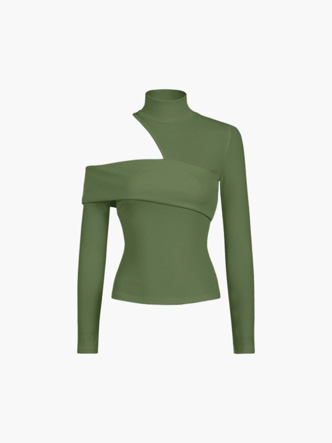 Heidi-Mode | Cutout Rib Langarm Damen Oberteil