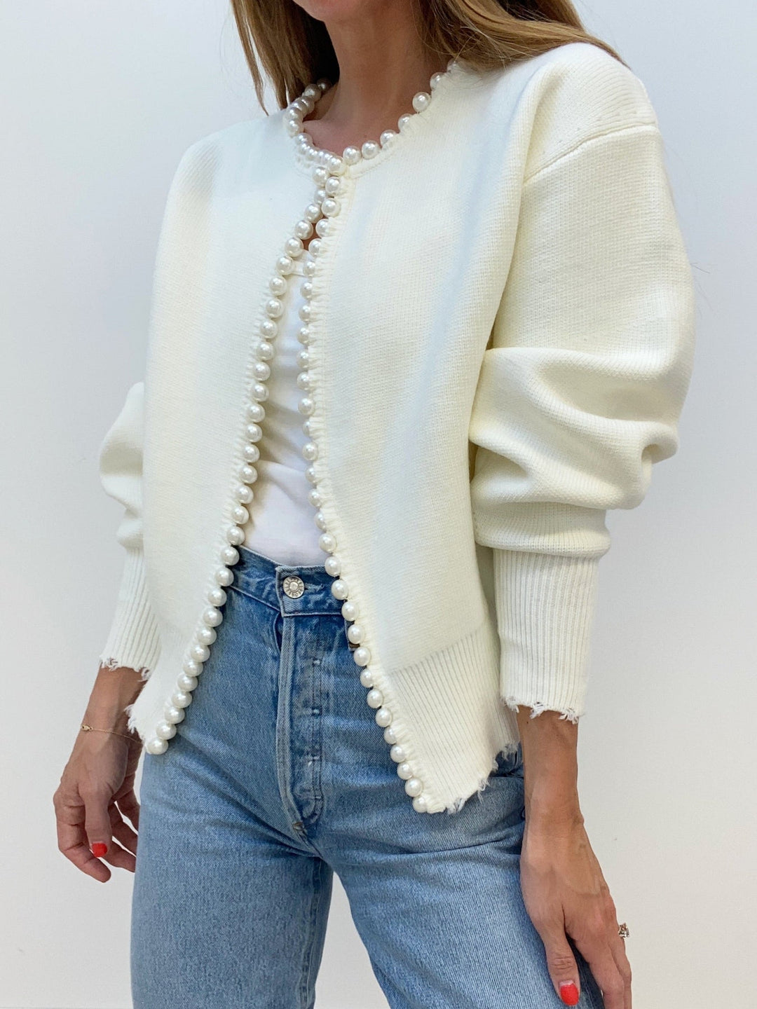 Heidi-Mode | Besatz | Zerrissener Saum Cardigan Pullover Damen