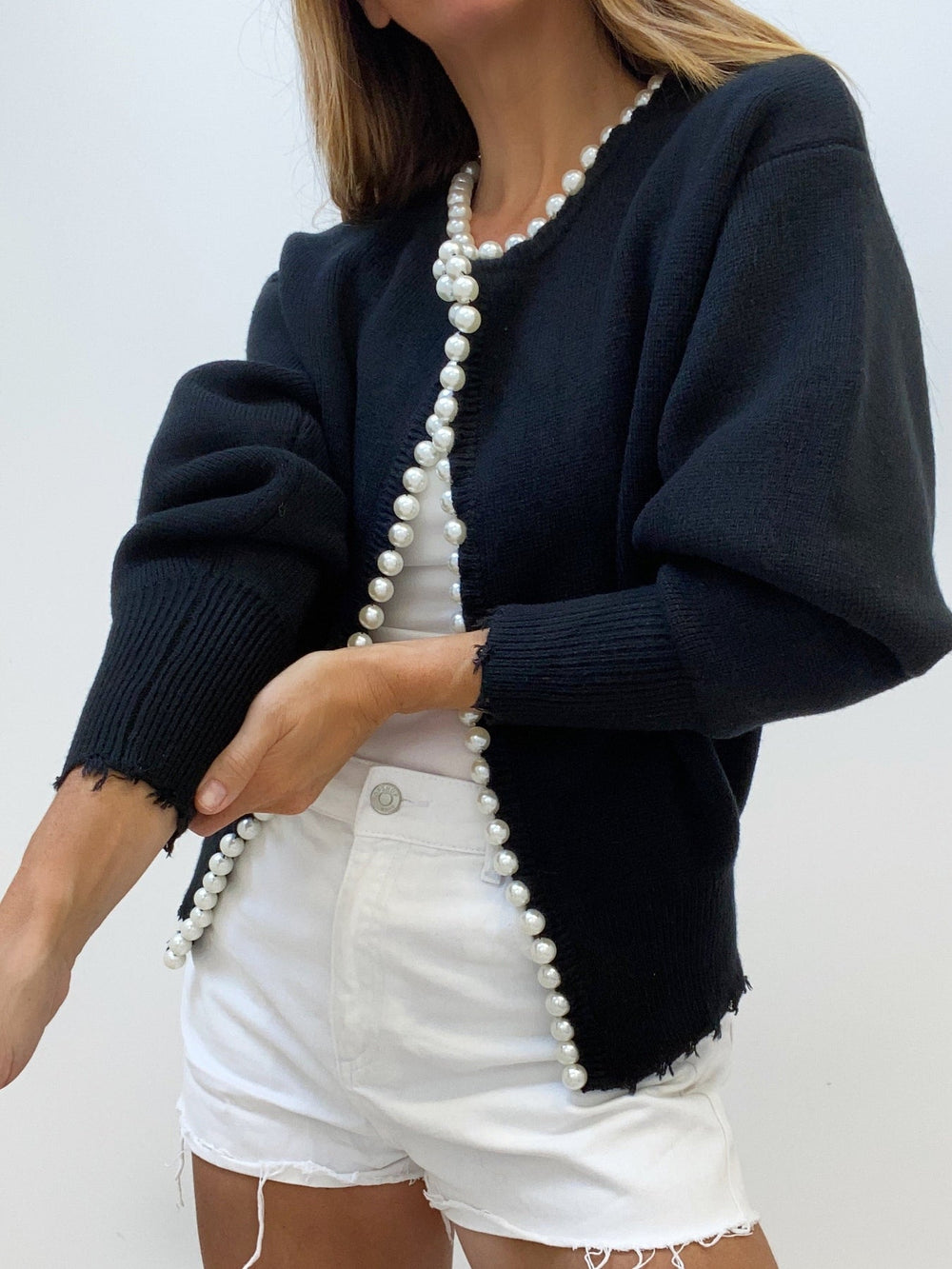 Heidi-Mode | Besatz | Zerrissener Saum Cardigan Pullover Damen