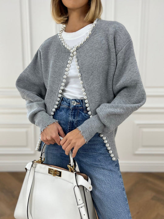 Heidi-Mode | Besatz | Zerrissener Saum Cardigan Pullover Damen
