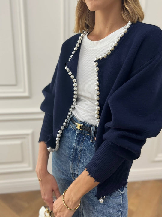 Heidi-Mode | Besatz | Zerrissener Saum Cardigan Pullover Damen