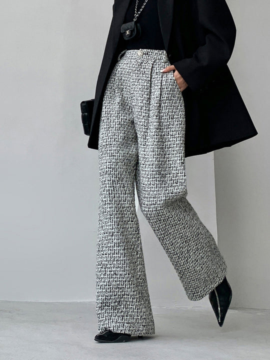 Heidi-Mode | Elegante Tweed-Kleidhose mit Weitem Bein