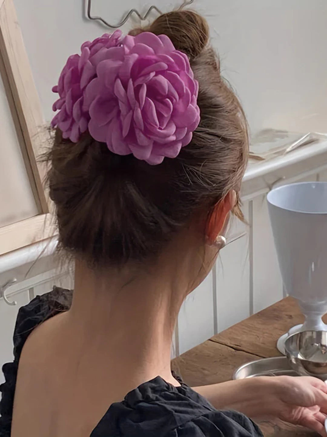 Heidi-Mode | Große Haarspange mit Blumenmotiv