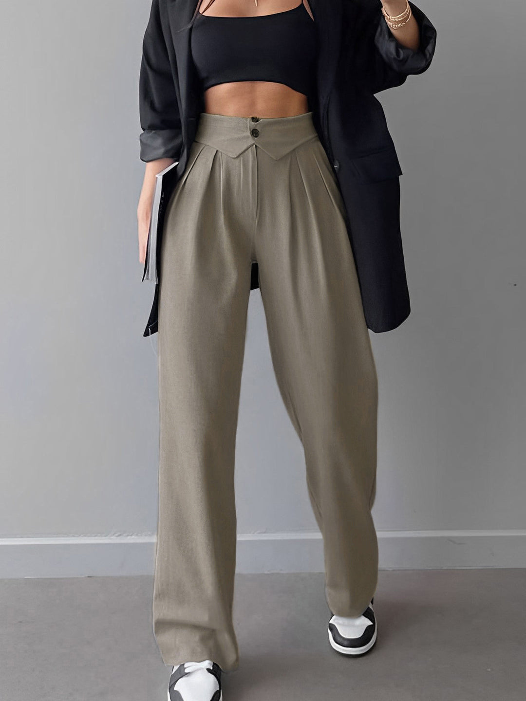 Heidi-Mode | Elegante Straight Leg Dress Pants mit Faltbund