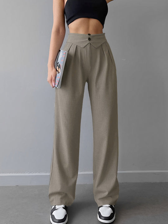 Heidi-Mode | Elegante Straight Leg Dress Pants mit Faltbund