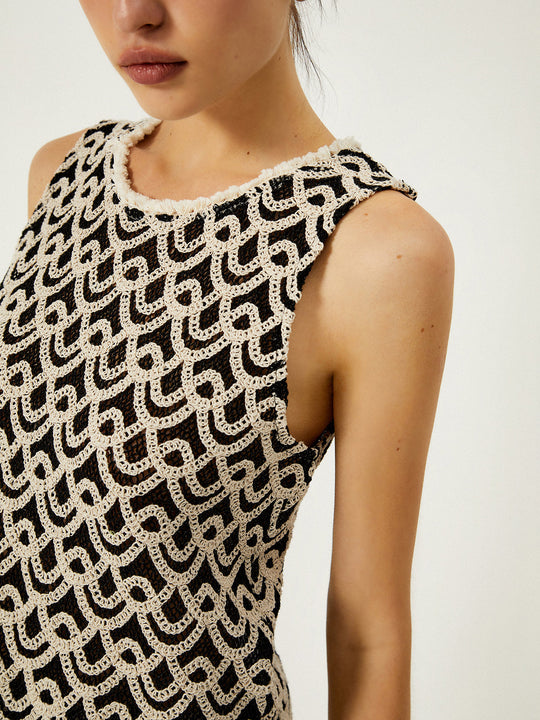 Heidi-Mode | Häkelwellenmuster Tanktop mit Fransen