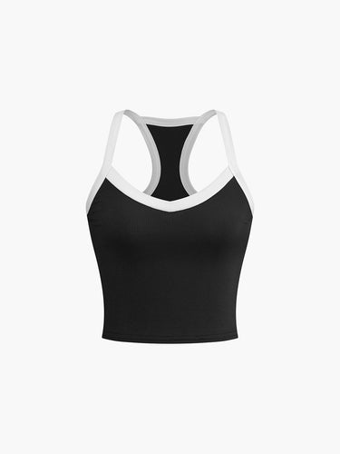 Damen-Tanktop mit V-Ausschnitt und Kontrastbesatz