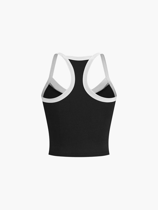 Damen-Tanktop mit V-Ausschnitt und Kontrastbesatz