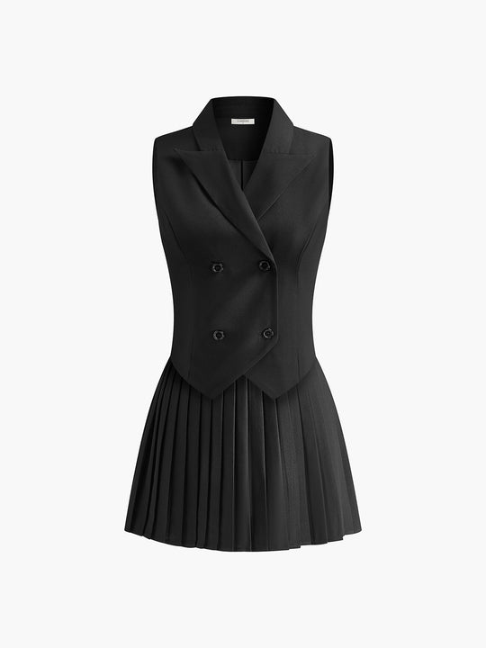Heidi-Mode | Elegante Anzugweste mit Plissiertem Minirock Set