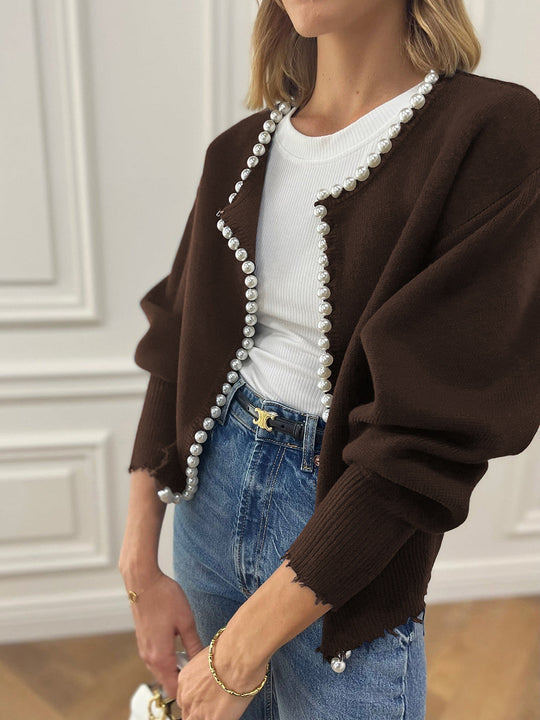 Heidi-Mode | Besatz | Zerrissener Saum Cardigan Pullover Damen