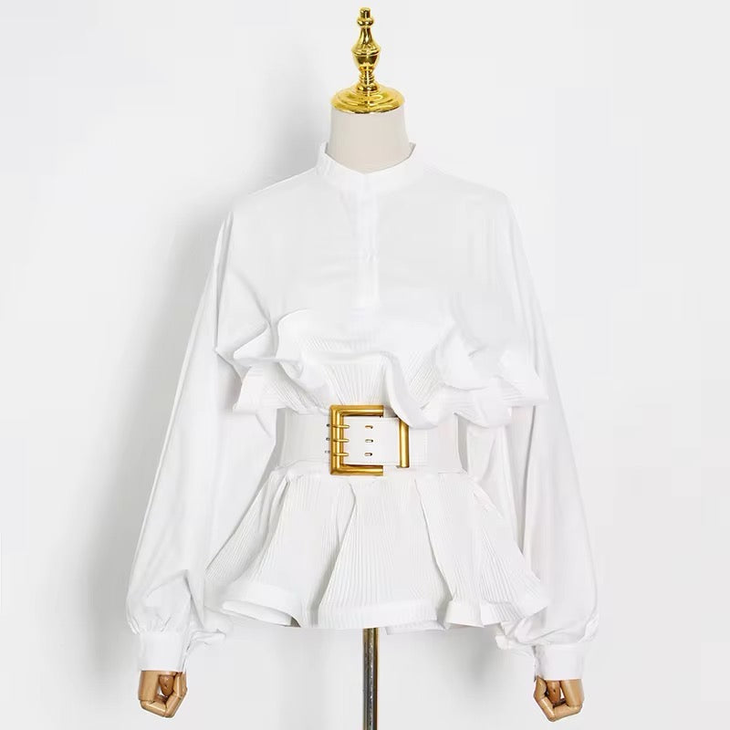 Heidi-Mode | Weiße Bluse mit Rüschen