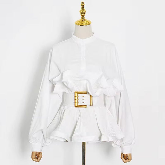 Heidi-Mode | Weiße Bluse mit Rüschen
