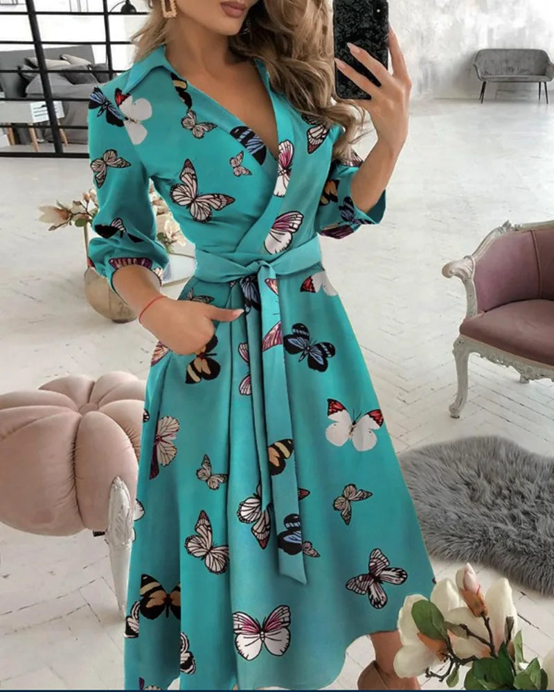 Heidi-Mode | Damen Wickelkleid mit Riemen Eleganter Schnitt, Vielseitig Tragbar